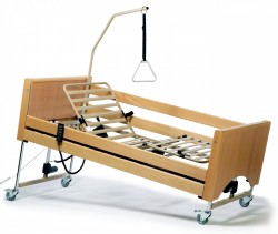 Łóżko rehabilitacyjne drewniane sterowane za pomocą pilota